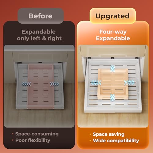 1 Pack Pull Out Cabinet Organizer, Slide Out Drawer Expandable Width (12"-19") and Depth (17"-23") With 3 Slides, Fixed with Adhesive Film and Nail for Cabinets in Kitchen, Pantry or Bathroom - color: #1 White 1 Pack, size: (12''-19'')W X (17''-23")D X 3.