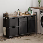 Laundry Sorter with 4 Sections, Laundry Hamper with Wheels, Laundry Basket with Small Side Pockets and Pull-Out Removable Liners,for Laundry Room Bedroom Bathroom (150L) - size: 150L
