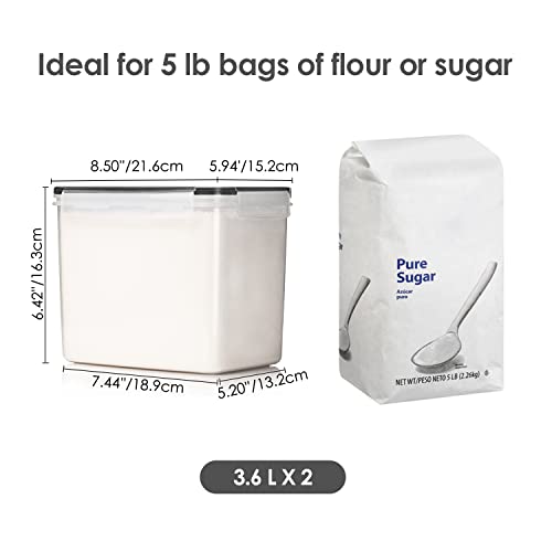 Vtopmart Airtight Food Storage Containers 6 Pieces - Plastic BPA Free Kitchen Pantry Storage Containers for Sugar,Flour and Baking Supplies - Dishwasher Safe - Include 24 Labels, Black