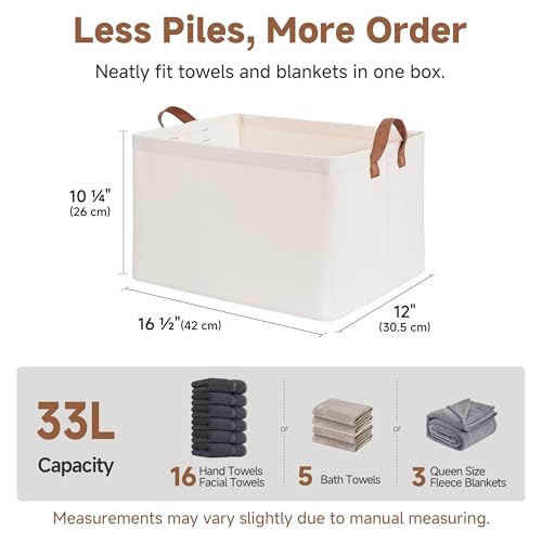 StorageWorks Fabric Storage Bins, Large Storage Baskets for Shelves, Closet Organizers and Storage Bins with Metal Frame, Handles, Natural Color, 4-Pack - color: Natural Color, size: 16 ½" L x 12" W x 10 ¼" H (Pack of 2)