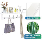 SMIBUY Coat Hooks with Shelf Wall-Mounted, 29.2 Inch Entryway Coat Rack for Wall, Bamboo Hanging Shelf with 5 Double Metal Hooks for Bathroom, Bedroom, Kitchen, Living Room, Mudroom (White) - color: White