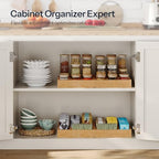 HOOBRO Large Silverware Organizer Kitchen Drawer Organizer, Magnetic Connected Expandable Utensil Organizer From 22 to 35 Inches, Bamboo 16 Slots Cutlery Tray with Knife Holder, Natural YL07TL01