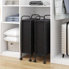 ELYKEN Slim Laundry Hamper with Lid, 50L Small Rolling Laundry Basket on Wheels, 7.9” Narrow Dirty Cloth Cart with Removable Inner Bag for Small Bathroom, Bedroom, Black - style: Black-50L