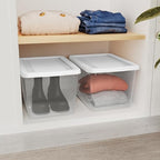 Sterilite 32 Pack Storage Box, 20 Quart Stackable Tote, Clear Plastic Container with Secure Snapping Lids for Home and Office Organization, White - size: 20 Quart, style: 32