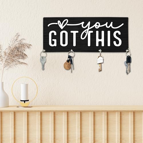 You Got This Wooden Key Holder for Wall - 5"x10" Key Organizer Hanger with 4 Hooks for Home Front Door Hallway Entryway Kitchen - Home Office Decor & Housewarming Gifts Supplies - A03 - color: You Got This