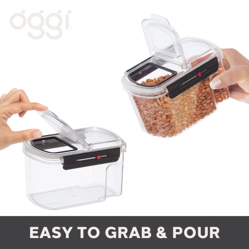 Oggi Easi Grip 60oz Moisture Proof Storage Container, Ultra Clear BPA-Free Sealable Canister, Flip Open Pouring Lid, Date Reminder Slider on Clip, Ideal Cereal Dispenser (60oz / 1.8lt) - size: 60 fl oz