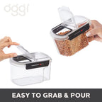 Oggi Easi Grip 60oz Moisture Proof Storage Container, Ultra Clear BPA-Free Sealable Canister, Flip Open Pouring Lid, Date Reminder Slider on Clip, Ideal Cereal Dispenser (60oz / 1.8lt) - size: 60 fl oz