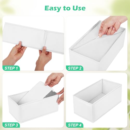 Drawer Clothing Organizer 16-Pack, White 3 Sizes Underwear Drawer Dividers, Fabric Folding Wardrobe Organizer, Can Store Baby Clothes, Bras, Underwear, Panties, Belts, Socks, Ties, etc. - color: White