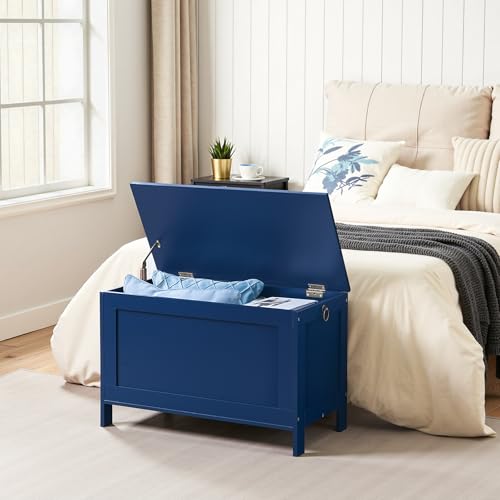 HOOBRO Toy Box, Retro Wooden Look Storage Chest with Safety Hinge, Entryway Storage Bench Supports 220 lb, 29.9 x 15.7 x 18.9 Inches Toy Chest Organizer, Easy Assembly (Blue) BU75CW01G1 - color: Blue, size: 29.9x15.7x18.9 Inch