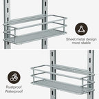 Orimade Adjustable Anti-slip Shower Caddy Overhead, Rustproof Hanging Shower Organizer With 2 Razor Hooks - No Drilling, 3-Tier Shelves, Silver Grey - color: Silver Grey
