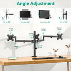 WALI Triple Monitor Mount, 3 Monitor Desk Mount for 13-27 inch Computer Screens, Holds up to 22 lbs, Triple Monitors Stand for Desk, with Tilt, Swivel, Rotation, VESA 75/100mm (M003S), Black - size: Triple, style: C-Clamp