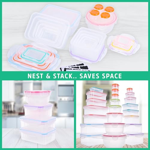 RockBerry 46 PCS Food Storage Containers with Lids Airtight- Plastic Container for Pantry Kitchen Organization-Microwave Dishwasher,Freezer Safe 100% Leak Proof (23 Stackable Boxes-23 Lids) - color: 46Pcs