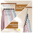 Space Saving Hangers for Clothes 6 Pack, Sturdy Metal Hangers Wardrobe Organizer, Magic Cascading Hanger, Closet Space Saver Closet Organizers and Storage