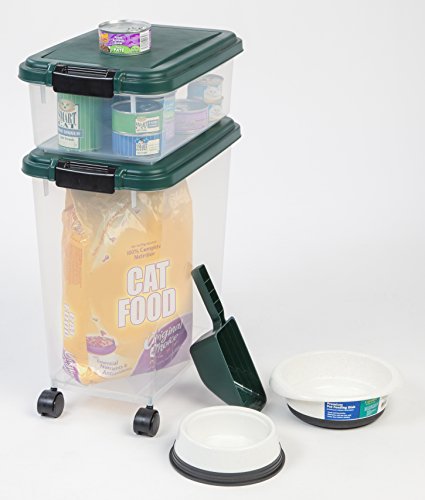 IRIS USA Remington Dog Food Storage Container, 30 lbs, 11 lbs, Airtight, Stackable, Wheels, Food Storage, Treat Box, 2-Cup Scoop - size: 30 lbs, 11 lbs
