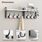 Evermagin 29" Coat Rack Wall Mount with Shelf, 4 in 1 Coat and Key Hanger with 11 Metal Hooks, Entryway Wall Mounted Shelf with Mail Holder for Living Room, Bedroom, White - color: White, size: 29 inch