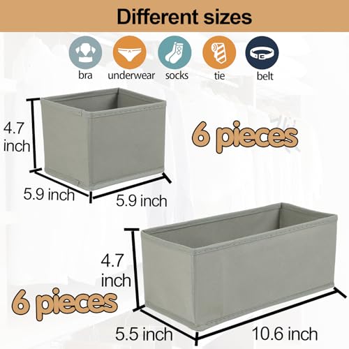 Fordonral Drawer Organizer Clothes, Foldable Fabric Dresser Organizer Closet Organizers and Storage Box for Underwear,Folded Clothes,Baby Clothing,Socks,Bra,Towels,Ties(6M+6S,Gray) - color: Gray, size: 6M+6S