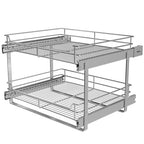 JOWBOOW 2-Tier Cabinet Pull Out Shelves (20" W x 22" D), Slide Out Shelves for Kitchen Cabinets, Metal Pots and Pans Organizer for Under Cabinet - size: 20 x 22 Inch