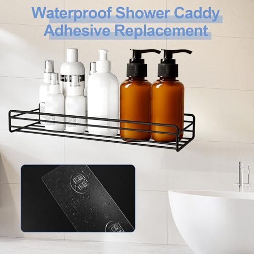 Shower Caddy Adhesive Replacement, Strong Shower Shelf Adhesive,2 Pack WaterProof Showers Adhesives Strip, Ad-hesive Hook for Showers, No Drilling for Bathroom Storage Shelve and Kitchen Rack - color: 2pcs Transparent