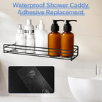 Shower Caddy Adhesive Replacement, Strong Shower Shelf Adhesive,2 Pack WaterProof Showers Adhesives Strip, Ad-hesive Hook for Showers, No Drilling for Bathroom Storage Shelve and Kitchen Rack - color: 2pcs Transparent