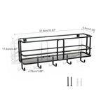 SRIWATANA Key Holder for Wall, Mail Organizer Wall Mount with Metal Storage Basket, Key Holder with 5 Hooks for Entryway, Office, Home Decor, Black - style: Large