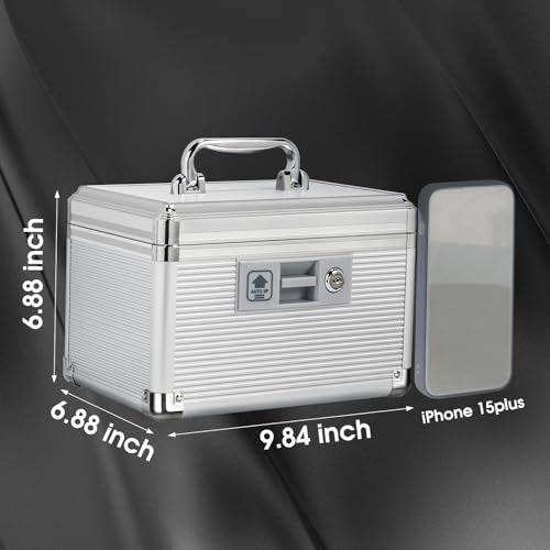 Medicine Lock Box with Key, Alluminum Alloy Box for Medication,First Aid Box with a Removeable Tray to Store Medicines & Pills for Home,Silver 10 * 6.89 * 6.89 Inch - color: Silver, size: Small-10inch