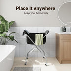 ELYKEN Laundry Cart with Wheels, 33”H Easy Rolling Laundry Hamper with Removable Liner Bag, Sturdy Metal Frame Clothes Basket with 4 Casters and 2 Brakes - color: Black, size: 25.6"L x 22"W x 33"H