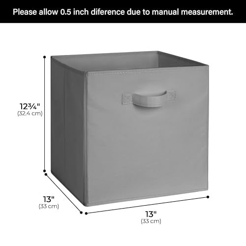 Cupic Cupid 13x13 Storage Cubes, 6 Pack Open Storage Bins with Handles, Storage Cube Organizer for Clothes and Toys, Collapsible Cube Bins for Closet, Shelves, Offices, Gray - color: Gray, size: 13 Inch