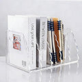 Adevar Clear Acrylic Magazine File Holder 5 Vertical Magazine File Organizer Binder Book Holder for Desk Acrylic Desk Organizer Clear Office Racks & Displays for Office Home Classroom - size: B5, 5 Sections