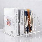Adevar Clear Acrylic Magazine File Holder 5 Vertical Magazine File Organizer Binder Book Holder for Desk Acrylic Desk Organizer Clear Office Racks & Displays for Office Home Classroom - size: B5, 5 Sections