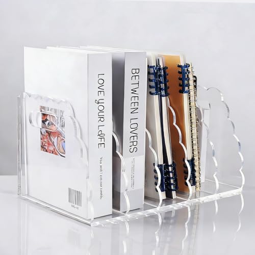 Adevar Clear Acrylic Magazine File Holder 5 Vertical Magazine File Organizer Binder Book Holder for Desk Acrylic Desk Organizer Clear Office Racks & Displays for Office Home Classroom - size: B5, 5 Sections