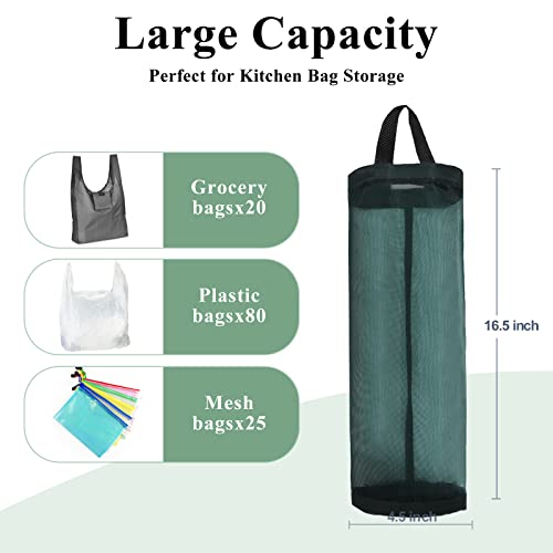 TOGETRUE Plastic Bag Holder, Mesh Grocery Bag Holder Hanging Storage Bag Dispenser (Dark Green 2 Packs) - color: Dark Green 2 Packs