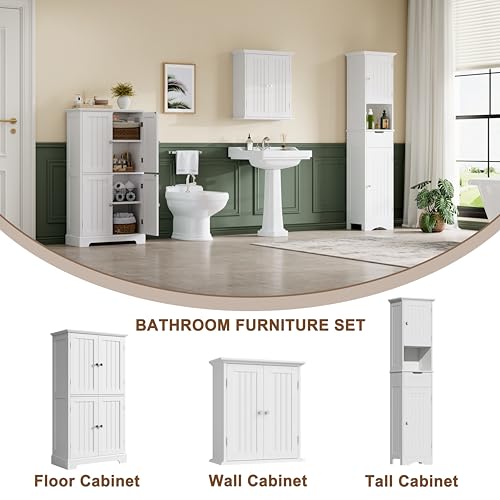 ChooChoo Bathroom Wall Cabinet, Over The Toilet Space Saver Storage Cabinet, Medicine Cabinet with 2 Door and Adjustable Shelves, Cupboard - color: White, size: 8.8\"d X 21.1\"w X 24\"h