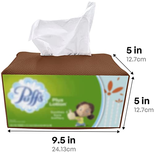 Carrotez Tissue Box Cover, [Refined] Modern PU Leather Rectangular Tissue Box Holder - Decorative Holder/Organizer for Bathroom Vanity Countertop, Night Stands, Office Desk 9.5"X5"X5" - Camel - color: Camel, size: [Rectangular]