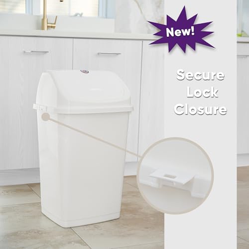 Superio Kitchen Trash Can 13 Gallon with Swing Lid, Plastic Garbage Can Outdoor and Indoor, Large 52 Qt Recycle Bin and Waste Basket for Home, Office, Garage, Patio, Restaurant (White) - size: 13 Gallon, style: 2 Pack