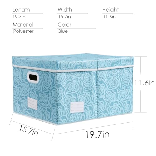 PRANDOM Extra Large Collapsible Storage Cubes with Lids Fabric Decorative Storage Bins Boxes Organizer Baskets with Cover Handles for Bedroom Closet Living Room 19.6x15.7x11.8 Inch 3 Pack - color: Blue, size: X Large(3-Pack)