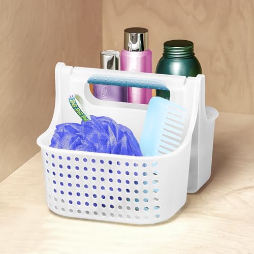 madesmart Portable Shower Caddy, Hold Soap, Shampoo, Hair Supplies and Beauty Products, Cleaning Supplies Organizer for Home, Dorm, Plastic Shower Tote, Soft Handle, Blue - color: Blue, size: Small