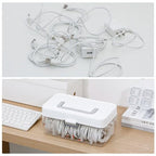 Large Cable Organizer Box with Lid, Plastic Cord Storage Case with Handle and Wire Ties for Home Office, Phone Charger, Art Crafts, Stationery - size: 1 Pack
