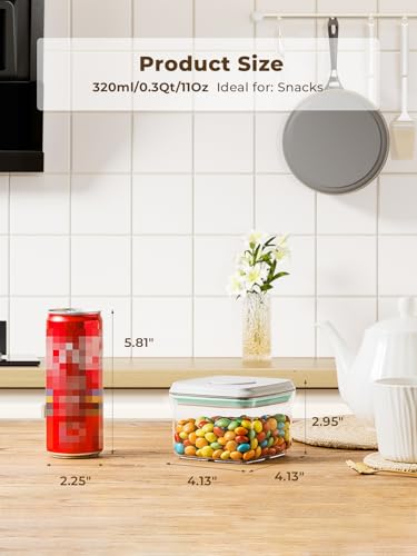 Mini Snack Container - 0.3 Qt Pop Food Storage Containers, BPA Free Small Food Containers with Lids, Food-Grade Air Tight Containers Candy Jars 320ml - color: 1 Pcs Container - 0.3Qt