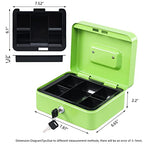KYODOLED Medium Cash Box with Money Tray,Small Safe Lock Box with Key,Cash Drawer,7.87"x 6.30"x 3.54" Limegreen Medium - color: Limegreen, size: Medium