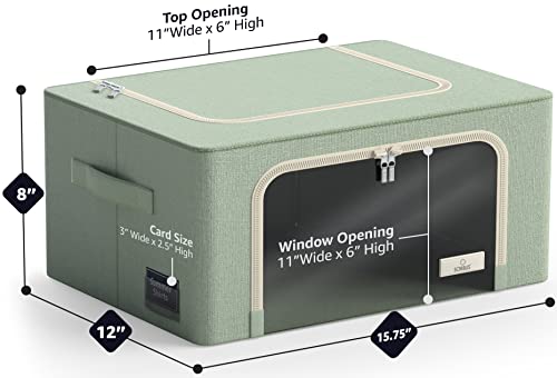 Sorbus Storage Bins with Metal Frame - Stackable & Foldable Clothes Organizer Bags - Oxford Fabric Storage Containers with Large Clear Window & Carry Handles, Bedroom Organization for Bedding & Linen - color: Teal, size: 2 Pack