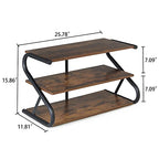 3-Tier Shoe Rack, Wooden Shoe Storage with S Shape Heavy Duty Metal Free Standing, Shoe Organizer Shelf for Entryway, Living Room, Closet, Bedroom (Rustic) - size: 11.81 x 25.78 x 15.86 Inches