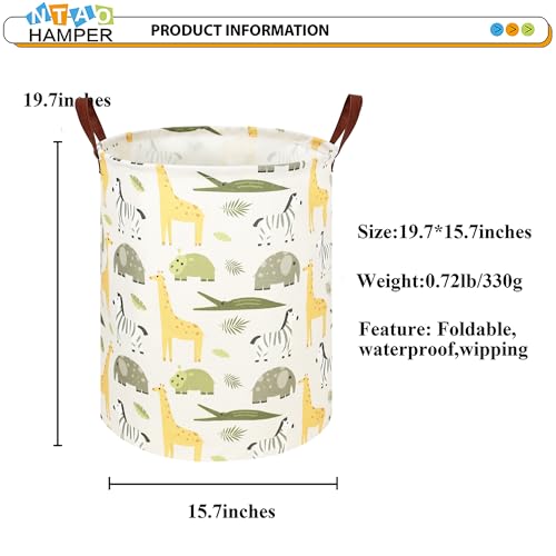 NTAOHAMPER Kids Laundry Hamper, Green Laundry Basket, Baby Nursery Hamper, Waterproof Storage Bin, Clothes Organizer Basket, Room Decor(Green Animal) - color: Green Animal