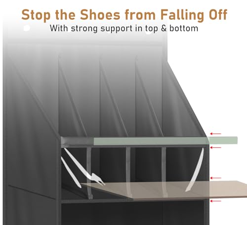 MISSLO 20 Pairs Over the Door Shoe Organizer for Closet Narrow Hanging Shoe Rack for Door Hanger Deep Pocket Door Shoe Holder Storage for Boots, Size 13 Sneakers, Black - color: Black
