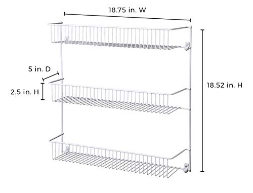 ClosetMaid 3-Tier Hanging Wall Mounted Metal Rack for Spices, Shelf Storage, Pantry Organization, Laundry, Kitchen, Bathroom, White, 8022 - size: 18-Inch Wide, style: 3-Tier