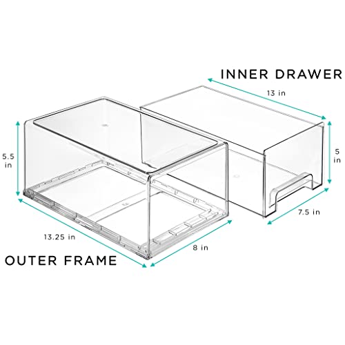 Sorbus Large Clear Stackable Storage Drawers – 2-Pack Plastic Organizer Bins with Handles – Stackable Pull-Out Storage Drawers for Closet, Pantry, Office, Bathroom, Craft, and Toy Organization - color: 2 Pack, size: Large