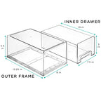Sorbus Large Clear Storage Drawers (2 Pack) – Stackable Pull-Out Storage Bins with Handles, Slide Out Organizer Drawers for Pantry, Fridge, Kitchen – Stackable Acrylic Storage Bins - size: 2 Pack