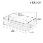 mDesign Large Plastic Divided Portable Storage Organizer Caddy Tote Basket Bin with Handle for Kitchen, Pantry, Countertop, Cabinet, Cupboard - Ligne Collection - 2 Pack - Clear - size: Pack of 2