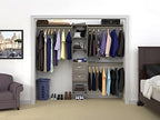 ClosetMaid SuiteSymphony Wood Closet Organizer Kit with Tower, 3 Hang Rods, Top Shelves, 2 Drawers, Adjustable, Fits Spaces 5-9 ft. Wide, Graphite Grey - color: Graphite Grey, style: Closet Organizer w/Shelves, 2-Drawers