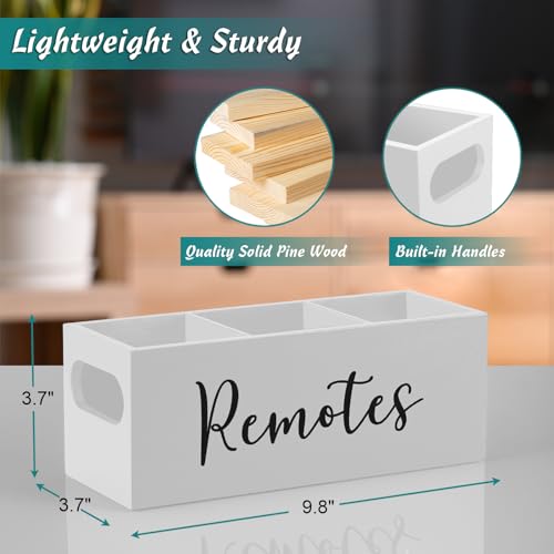 DRASTAR Remote Control Holder, Wood TV Remote Holder, Remote Storage Caddy, Remote Control Organizer (White, 3 Slots) - color: White, size: 3 Slots