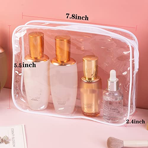 Tergy 20 Packs Clear Cosmetics Bags for Women Men Waterproof Toiletry Bags PVC Makeup Bags Organizer Case with Zipper for Travel Bathroom (White) - color: 20 White Colors